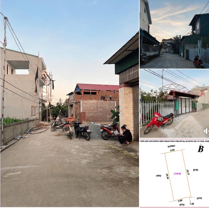 Bán 119m2 đất hướng Tây bắc, Hưng lộc, Vinh, Nghệ An